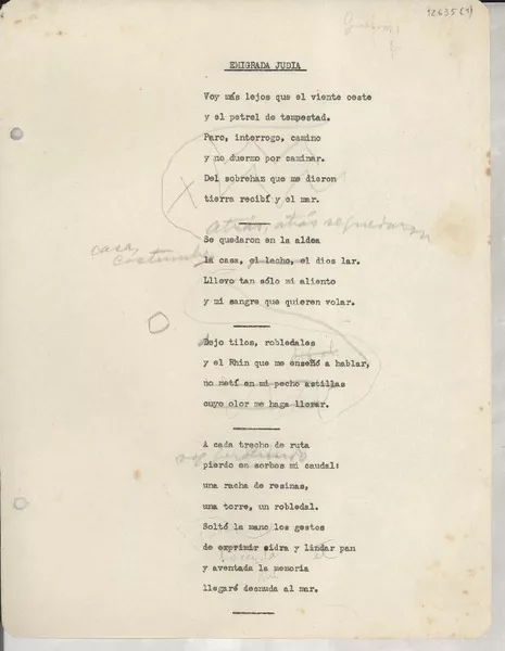 Emigrada judía  [manuscrito] [Gabriela Mistral].