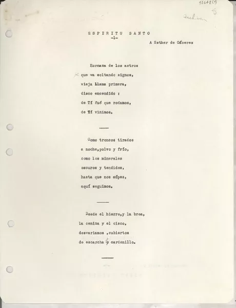 Espíritu santo  [manuscrito] [Gabriela Mistral].