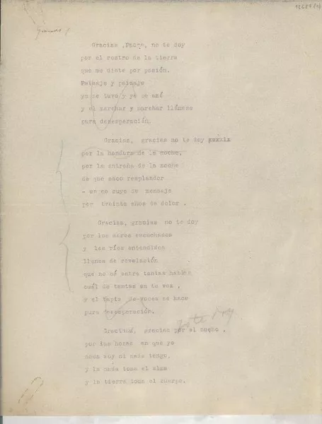 Gracias  [manuscrito] [Gabriela Mistral].