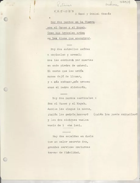 Patrias  [manuscrito] [Gabriela Mistral].