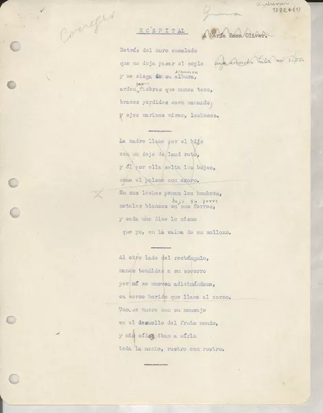 Hospital  [manuscrito] [Gabriela Mistral].