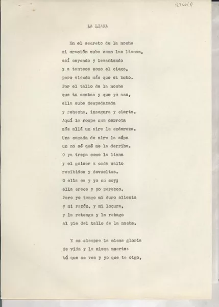 La liana  [manuscrito] [Gabriela Mistral].