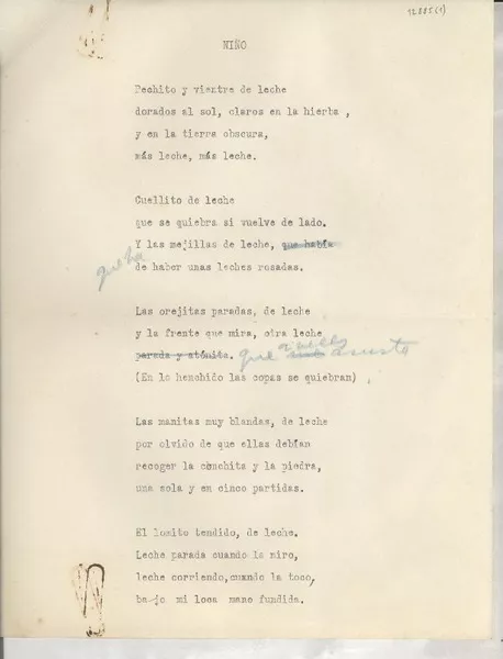 Niño  [manuscrito] [Gabriela Mistral].