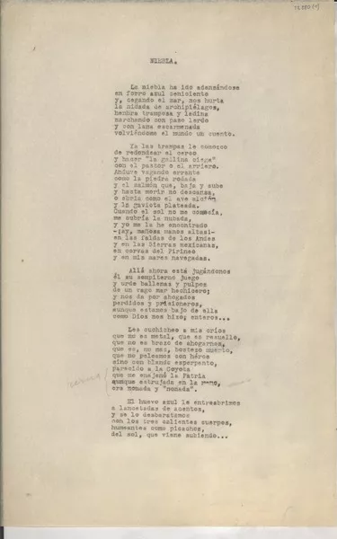Niebla  [manuscrito] [Gabriela Mistral].