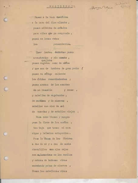 Nocturno VII  [manuscrito] [Gabriela Mistral].