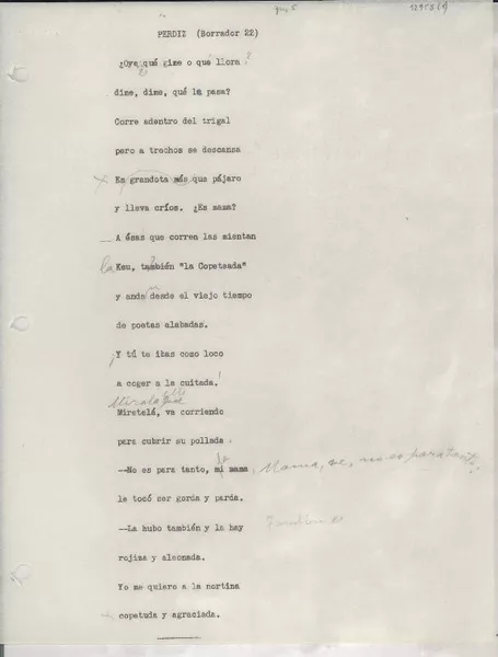 Perdiz  [manuscrito] [Gabriela Mistral].