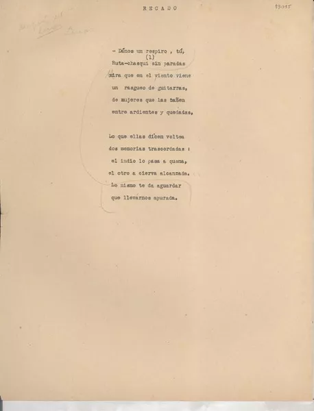 Recado  [manuscrito] [Gabriela Mistral].