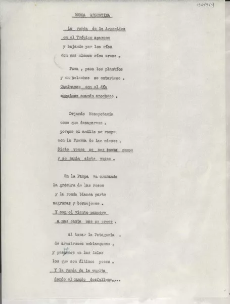 Ronda argentina  [manuscrito] [Gabriela Mistral].