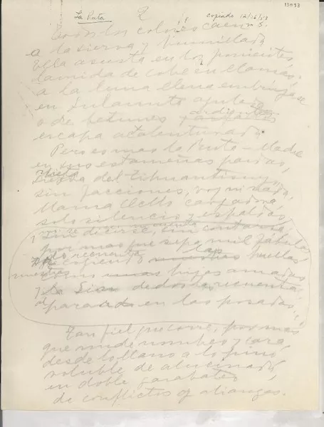 La ruta  [manuscrito] [Gabriela Mistral].