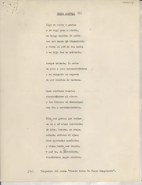 Selva Austral  [manuscrito] [Gabriela Mistral].