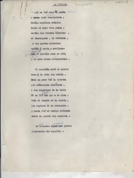 La trocada  [manuscrito] [Gabriela Mistral].