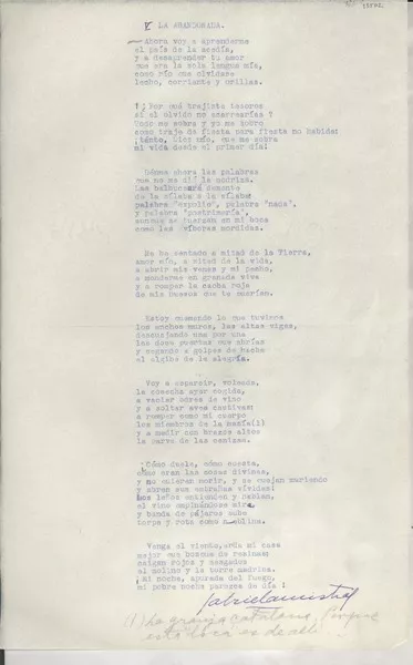 La abandonada  [manuscrito] Gabriela Mistral.