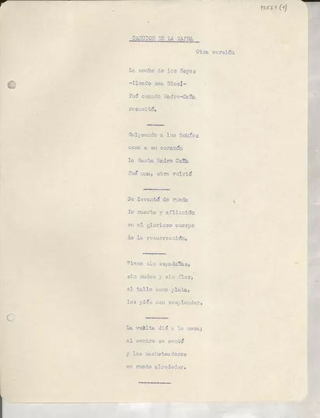Canción de la zafra  [manuscrito] [Gabriela Mistral].