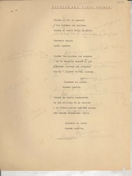Canción del sueño brusco  [manuscrito] [Gabriela Mistral].