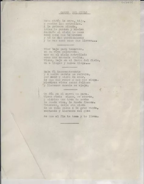 Carro del cielo  [manuscrito] [Gabriela Mistral].