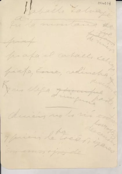 Caballo salvaje  [manuscrito] [Gabriela Mistral].