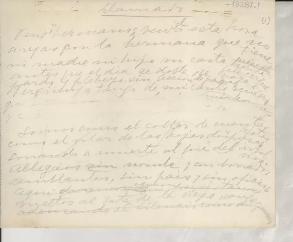 Llamado  [manuscrito] [Gabriela Mistral].