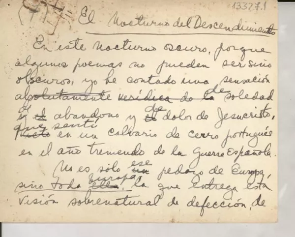 El nocturno del descendimiento  [manuscrito] [Gabriela Mistral].