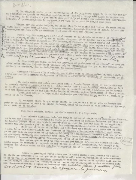 [Carta] 1949 dic. 29, Veracruz, México [a] Doris Dana, New York, Estados Unidos  [manuscrito] Gabriela Mistral.