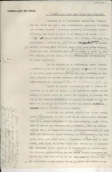 Recado para Inés Puyó sobre unas flores  [manuscrito] Gabriela Mistral.