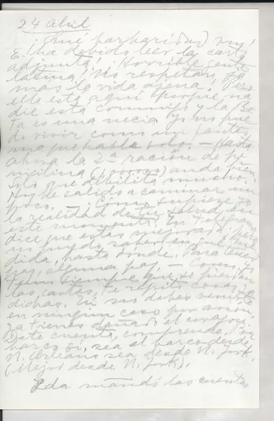 [Carta] 1949 abr. 24, Veracruz, México [a] Doris Dana, New York  [manuscrito] Gabriela Mistral.