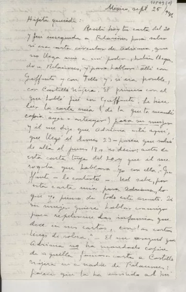 [Carta] 1946 sept. 25, México [a] Gabriela Mistral  [manuscrito] Palma Guillén.