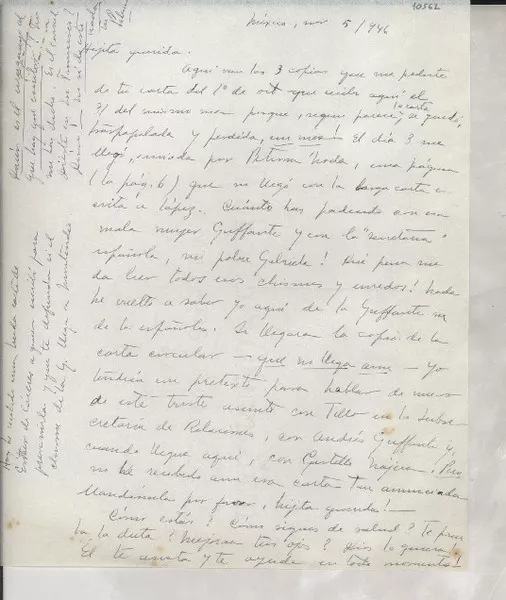 [Carta] 1946 nov. 5, México [a] Gabriela Mistral  [manuscrito] Palma Guillén.