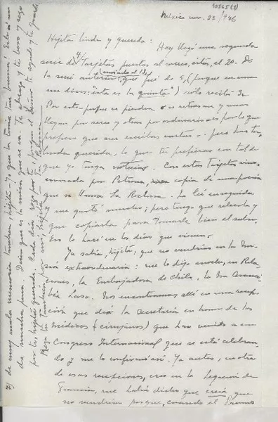 [Carta] 1946 nov. 22, México [a] Gabriela Mistral  [manuscrito] Palma Guillén.