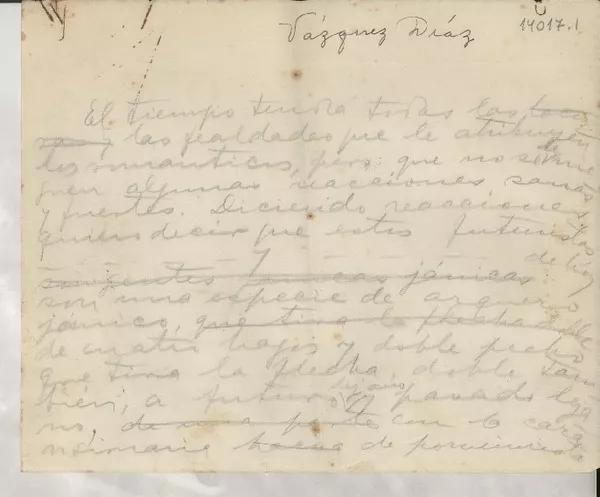 Vázquez Díaz  [manuscrito] Gabriela Mistral.