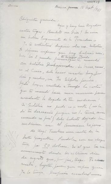 [Carta] 1951 sept. 13, México [a] Gabriela Mistral  [manuscrito] Palma Guillén.