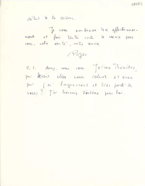 [Carta] 1951 ago. 28, Paris [a] Gabriela Mistral  [manuscrito] Roger Caillois.