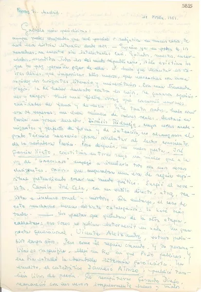 [Carta] 1951 nov. 18, Madrid [a] Gabriela Mistral  [manuscrito] Carmen Conde.