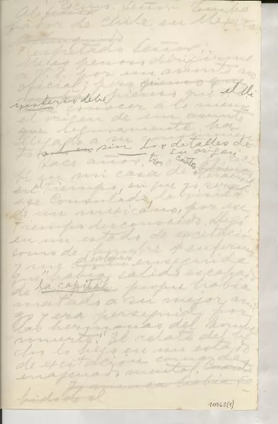 [Carta] [al] Embajador de Chile en México  [manuscrito] [Gabriela Mistral].