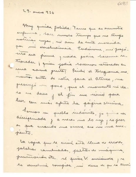 [Carta] 1936 mar. 29, España [a] Gabriela Mistral  [manuscrito] Victoria Kent.