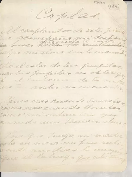 Coplas  [manuscrito] Gabriela Mistral.
