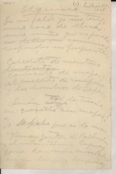 Elquina  [manuscrito] Gabriela Mistral.