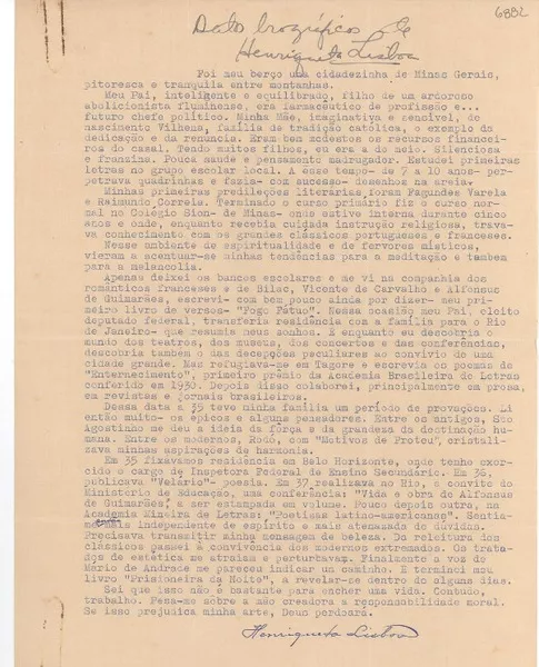 [Carta] [Brasil?] [a] [Gabriela Mistral]  [manuscrito] Henriqueta Lisboa.
