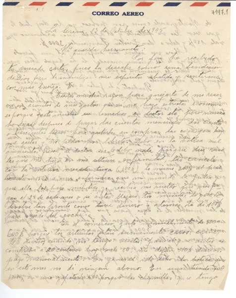 [Carta] 1945 oct. 13, La Serena [a] Gabriela Mistral  [manuscrito] Emelina Molina.