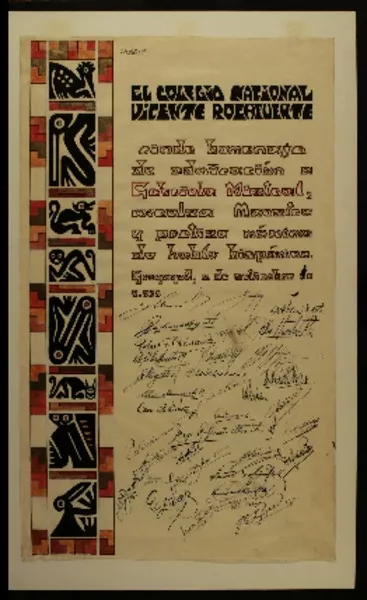 [Diploma] 1938 sept. 2, Ecuador [a] Gabriela Mistral  [manuscrito] Colegio Nacional Rocafuerte