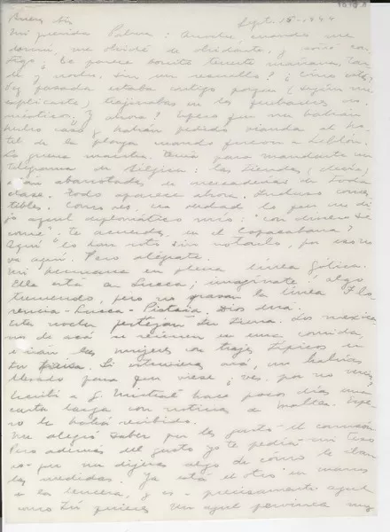 [Carta] 1944 sept. 15, Buenos Aires, [Argentina] [a] Palma [Guillén]  [manuscrito] Martha S[alotti].