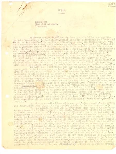 [Carta] 1944 jul. 30, Santiago [a] Exequiel Araneda  [manuscrito] Eulalia Puga de Benavente.