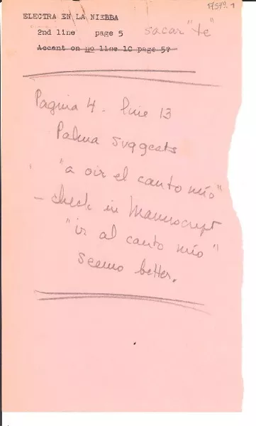 [Notas a Lagar II]  [manuscrito] Doris Dana.