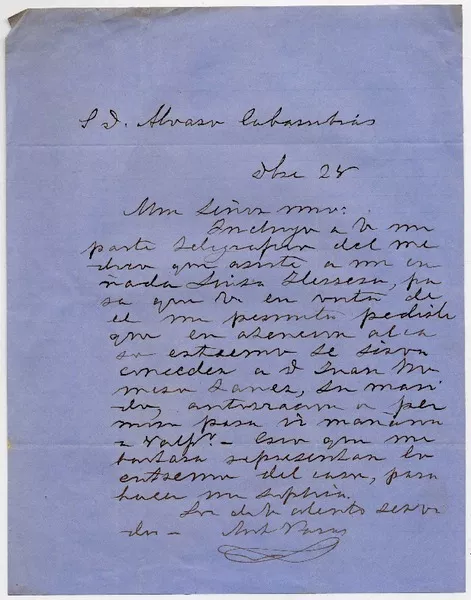 [Carta] [1880?] o[ctu]bre 24, [Santiago?] S. Alvaro Covarrubias  [manuscrito] Ant[onio] Varas.