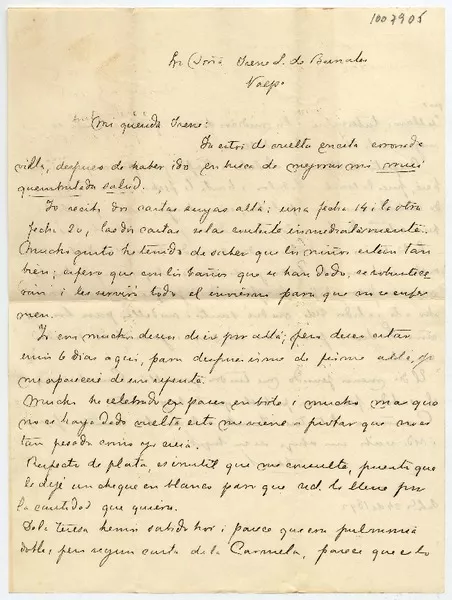 [Carta] 1892 Sabado 24, [Malloa?] Sra. Doña Irene L. de Bernales  [manuscrito] Daniel.