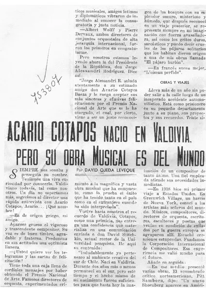Acario Cotapos nació en Valdivia, pero su obra musical es del mundo  [artículo]