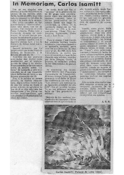 In Memoriam, Carlos Isamitt  [artículo]