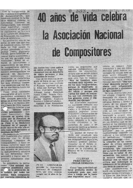 40 años de vida celebra la Asociación Nacional de Compositores  [artículo]