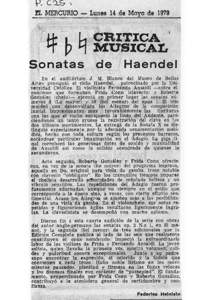 Crítica Musical Sonatas de Haendel [artículo]