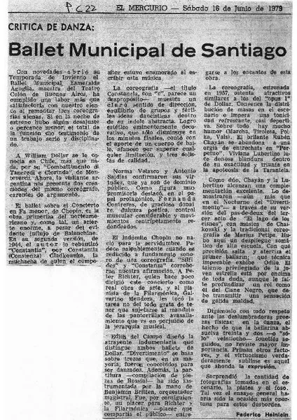 Crítica de Danza Ballet Municipal de Santiago [artículo]