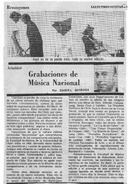 Grabaciones de música nacional  [artículo]